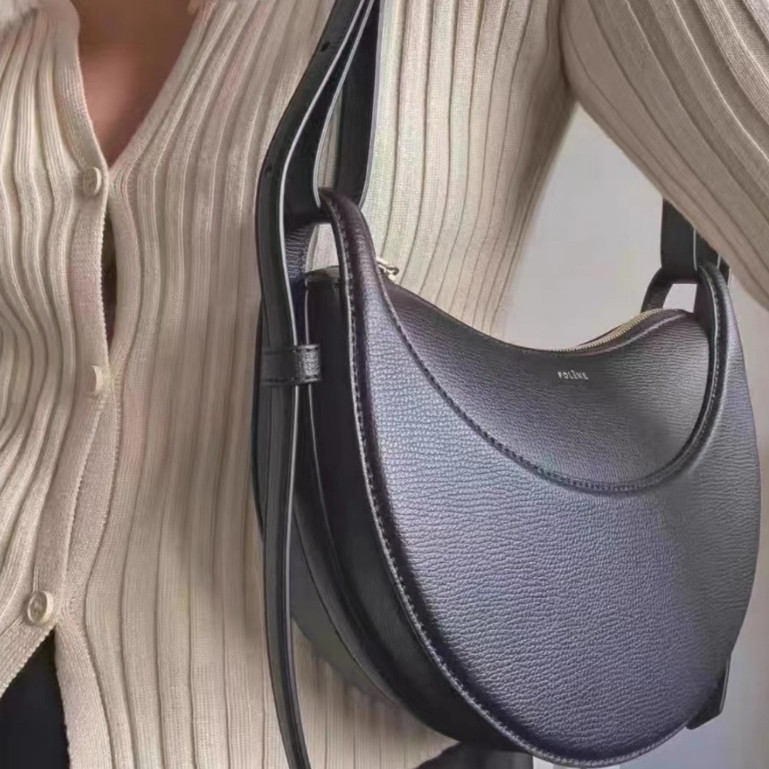 POLENE * Da Thật Chính Hãng Họa Tiết Vải Liềm Yên Túi Thiết Kế Niche Phù Hợp Với Nách Vai Túi Đeo Va