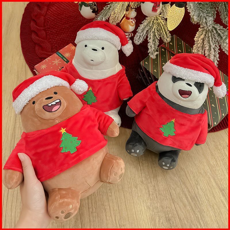ST1 Giáng Sinh We Bare Bears Sang Trọng Búp Bê Quà Tặng Cho Bé Gái Trang Trí Nhà Xmas Grizzly Panda 