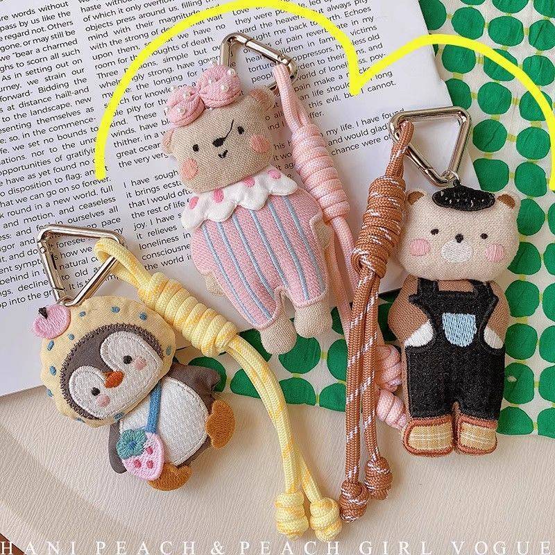 Suspender Pants Little Bear Penguin Cute Korean Fabric Ins Windmill Keychain Pendant Ds5i