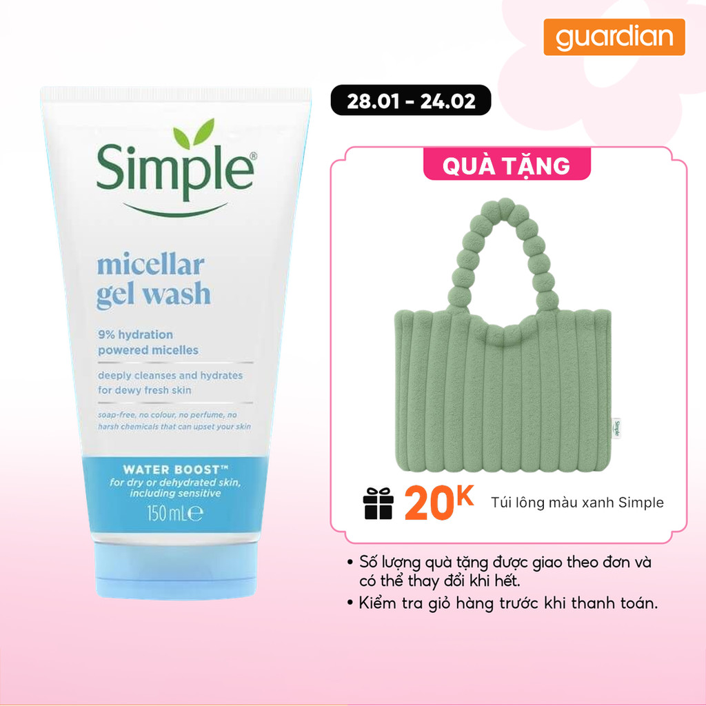 Sữa Rửa Mặt Simple WaterBoost Sạch Sâu Và Cấp Ẩm 150ml