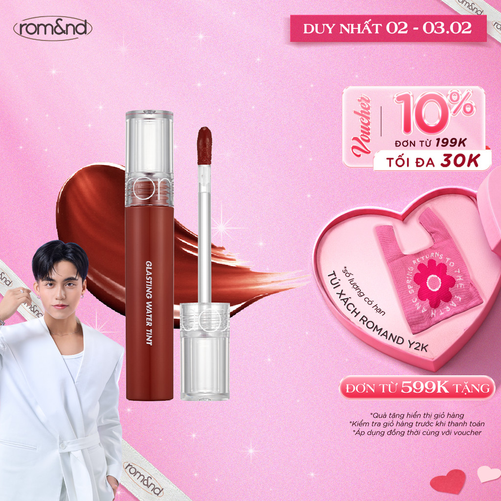 [Rom&nd x KOL] Son tint nước siêu lì, lâu trôi Hàn Quốc Romand Glasting Water Tint 4g