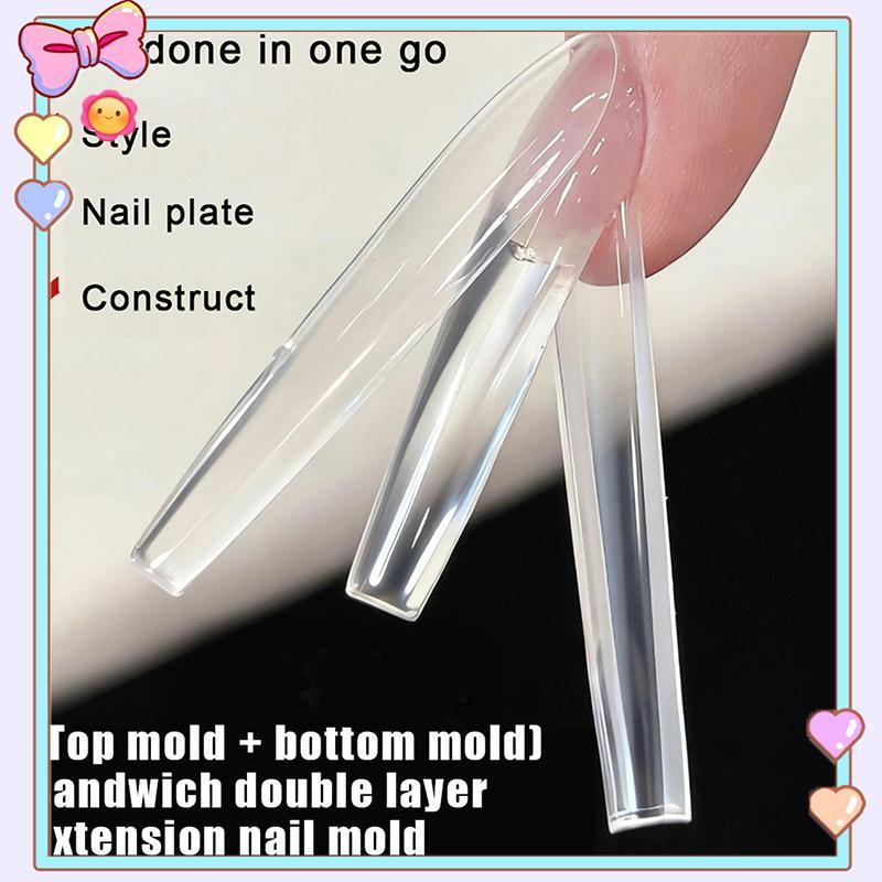 [beautifulhome] Sandwich Dual Nail Forms 240 chiếc 15size Extensions-Dual Forms Coffin Almond Nail F