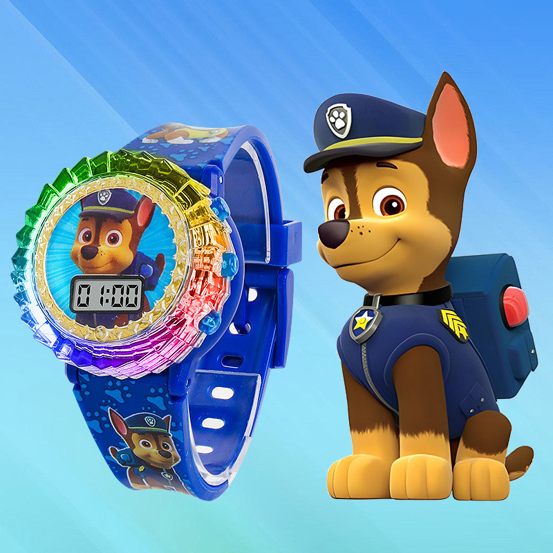 PAW Patrol Trẻ Em Đồ Chơi Đồng Hồ Archie Đồ Chơi Hoạt Hình Âm Nhạc Dạ Quang Xoay Mặt Số Đồng Hồ Điện