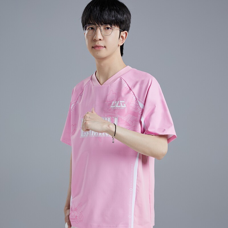 BLG Pink Team Đồng Nhất Game LPL Team S14 Game BIN Nhanh khô ELK Áo thun ngắn tay đầy màu sắc