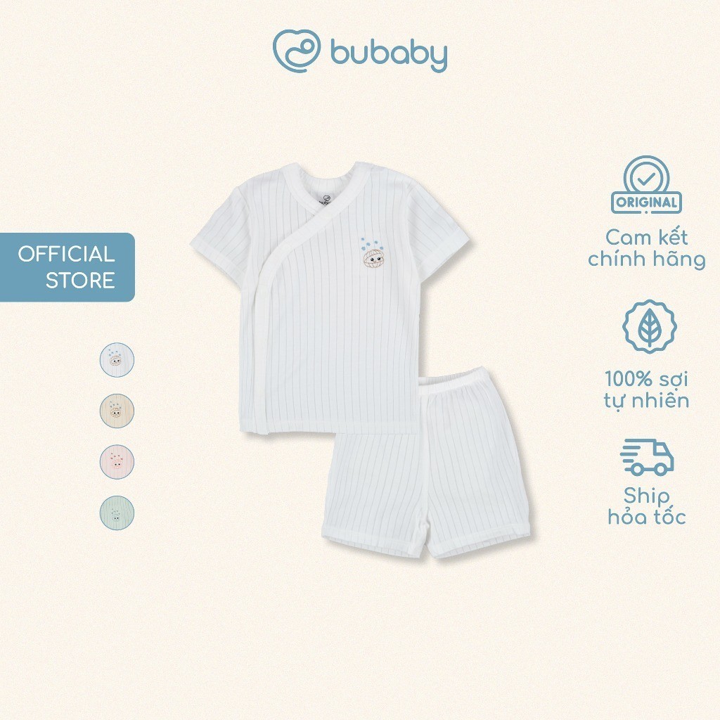 Bubaby | (1M-6M) Bộ ngắn tay cài chéo Bubaby Modal - BMD130800 | Quần áo chính hãng