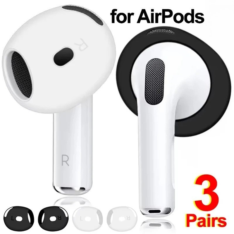 3 Cặp Đầu Tai Silicon Cho Apple AirPods 1 2 3 4 Tai Nghe Siêu Mỏng Vỏ Tai Nghe Bảo Vệ Da Cho AirPods