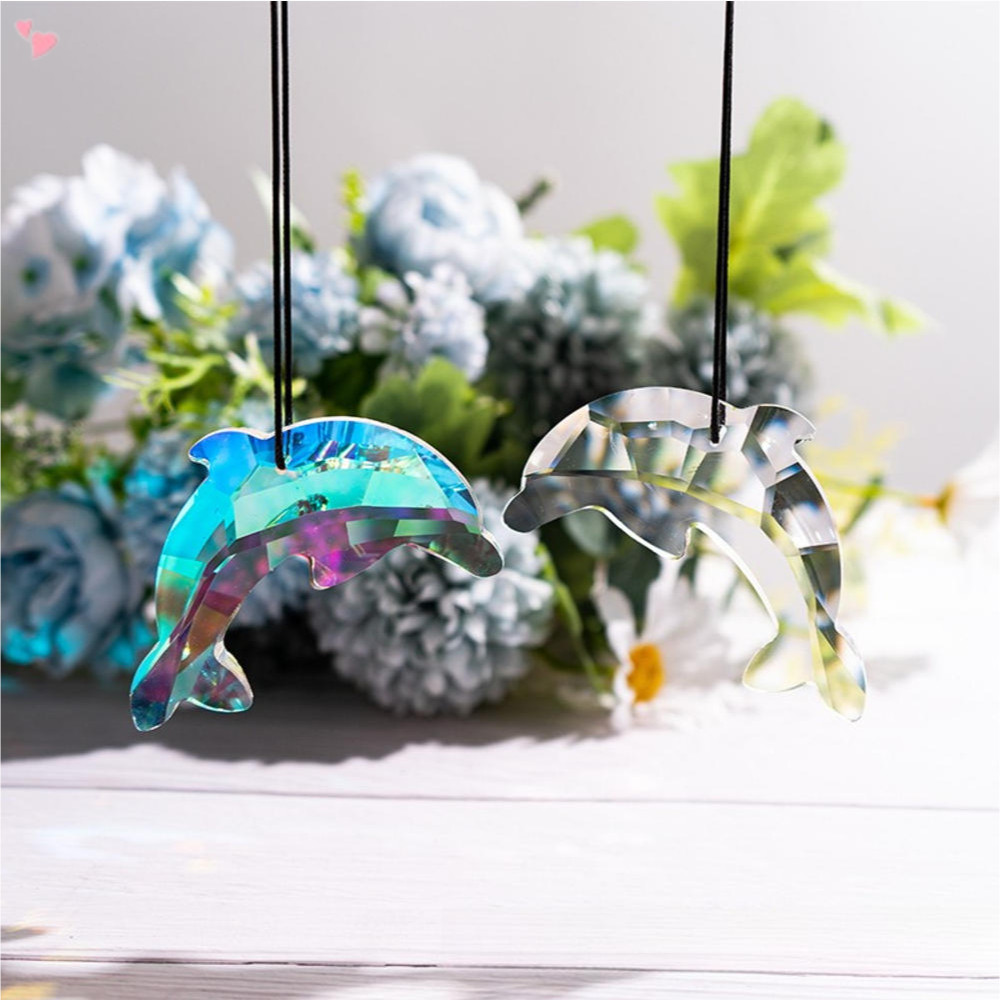 Crystal Dolphin Prism Sun Catchers, Window Crystal Prism Suncatcher, AB Coating Treo Pha Lê Cho Tran