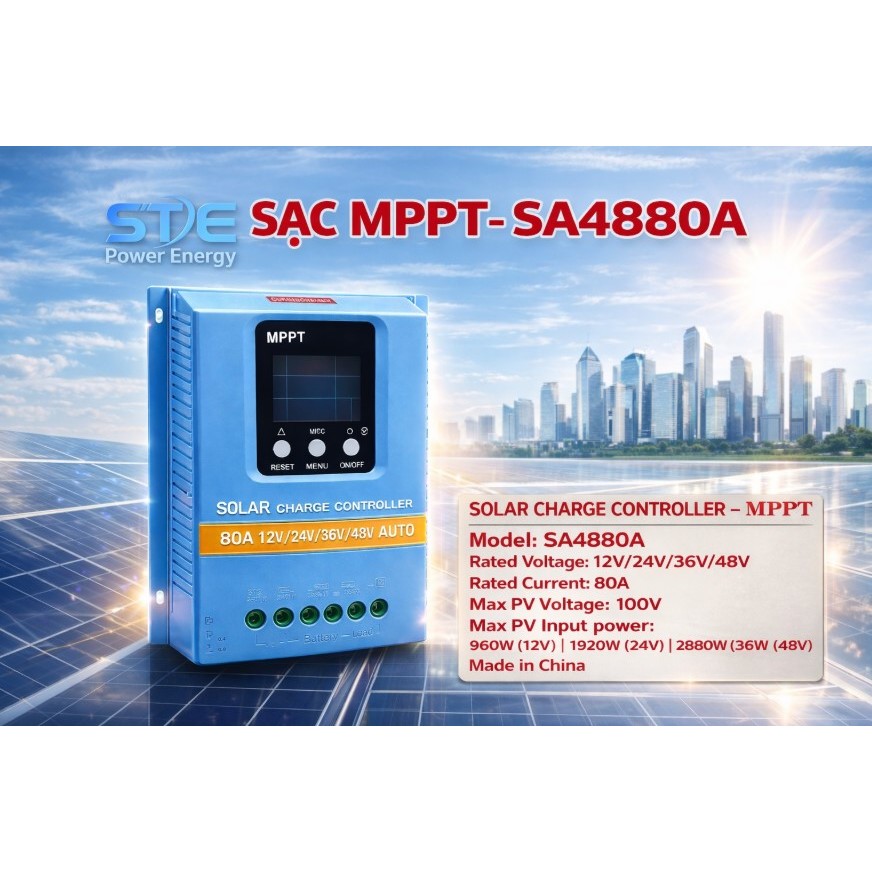 Bộ Điều Khiển Sạc Năng Lượng Mặt Trời MPPT SOLAR CHARGE CONTROLLER – MPPT Model: SA4880A