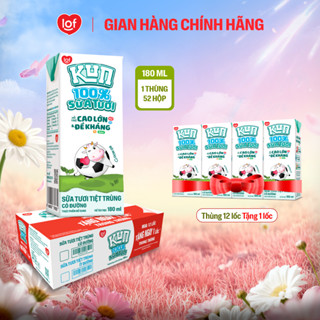 100% sữa tươi KUN có đường thùng 52 hộp x 180ml