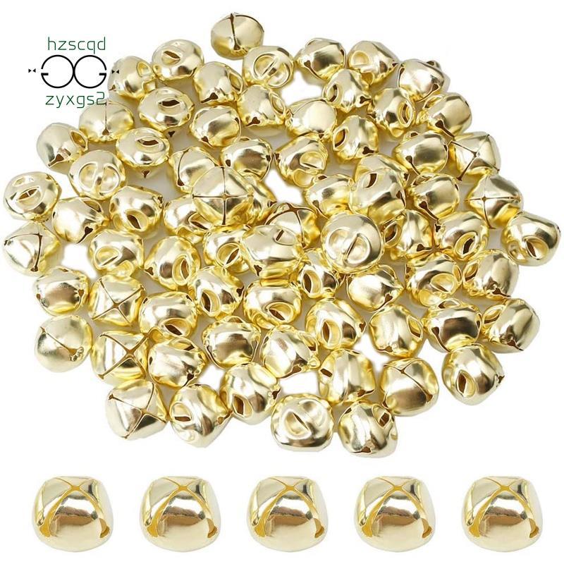 100 Miếng Chuông Jingle, Chuông Jingle Kim Loại 15 Mm Mini Thủ Công Chuông Hạt Cho DIY Vàng