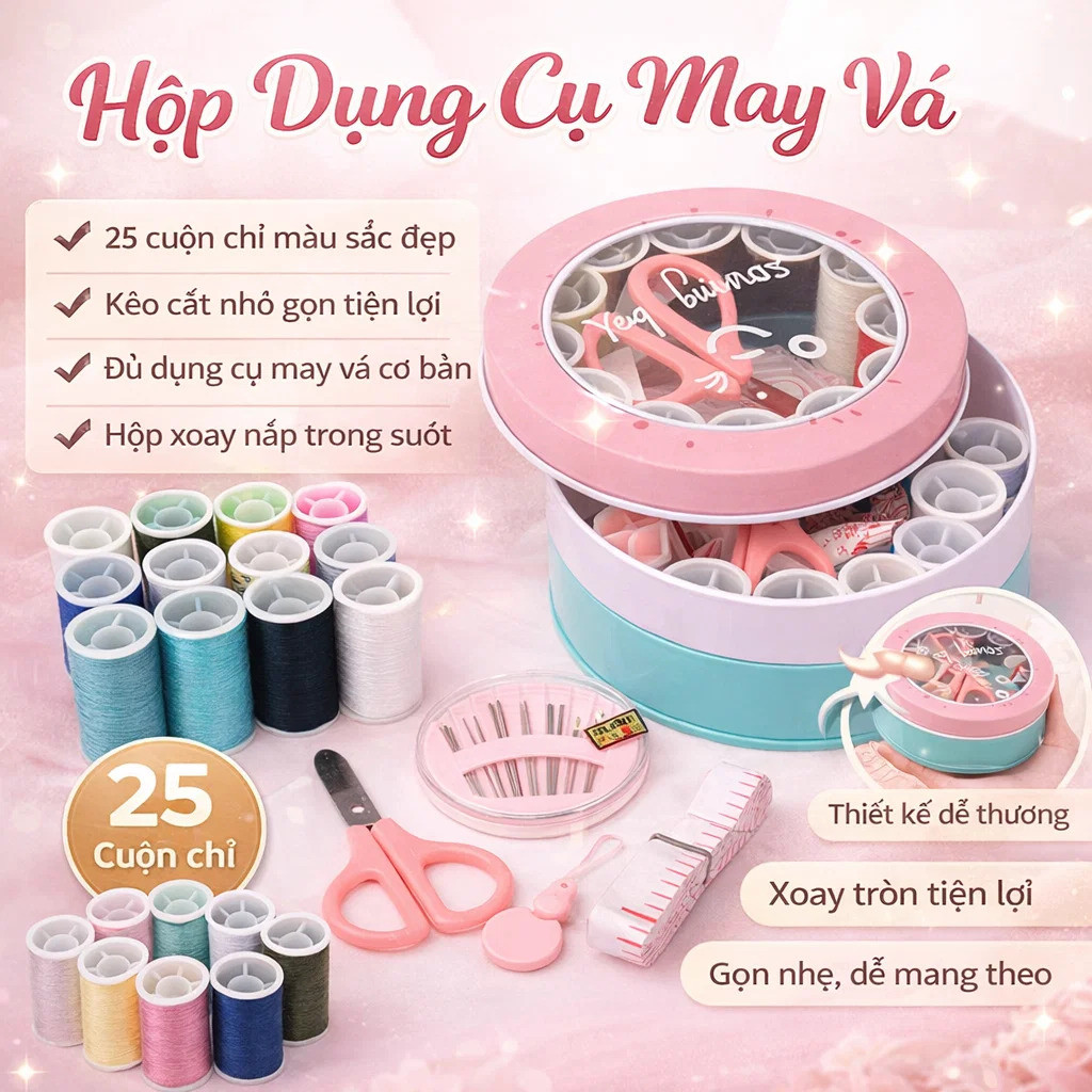 【Thiết Kế Dễ Thương Nhỏ Gọn】 Bộ Dụng Cụ May Vá Đa Năng Tiện Lợi / Hộp Đựng Kim Chỉ / Đồ May Thêu Tay