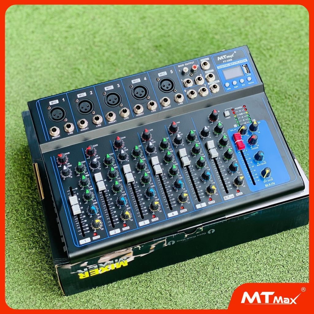 [Tặng Dây] Bàn Trộn âm thanh Mixer MTMax F7 - 7 Kênh Cao Cấp - Có Bluetooth, Chống Hú Tốt