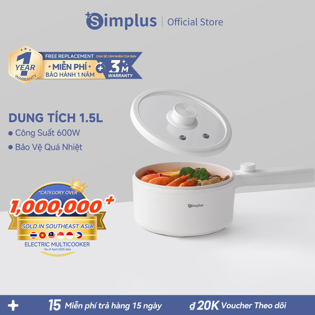 [LIVE] Simplus Nồi Lẩu Điện Đa Năng Dung tích 1.5L DZGH002 - Bảo Hành 1 Năm 1 Đổi
