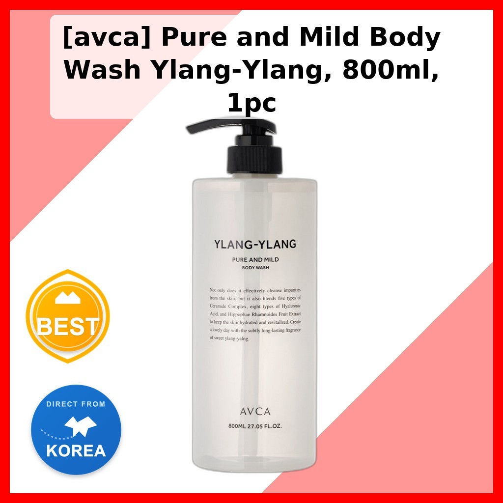 [avca] Sữa Rửa Toàn Thân Nguyên Chất Và Nhẹ Ylang-Ylang, 800ml, 1pc / Sữa Tắm Hàn Quốc / Hương Ylang