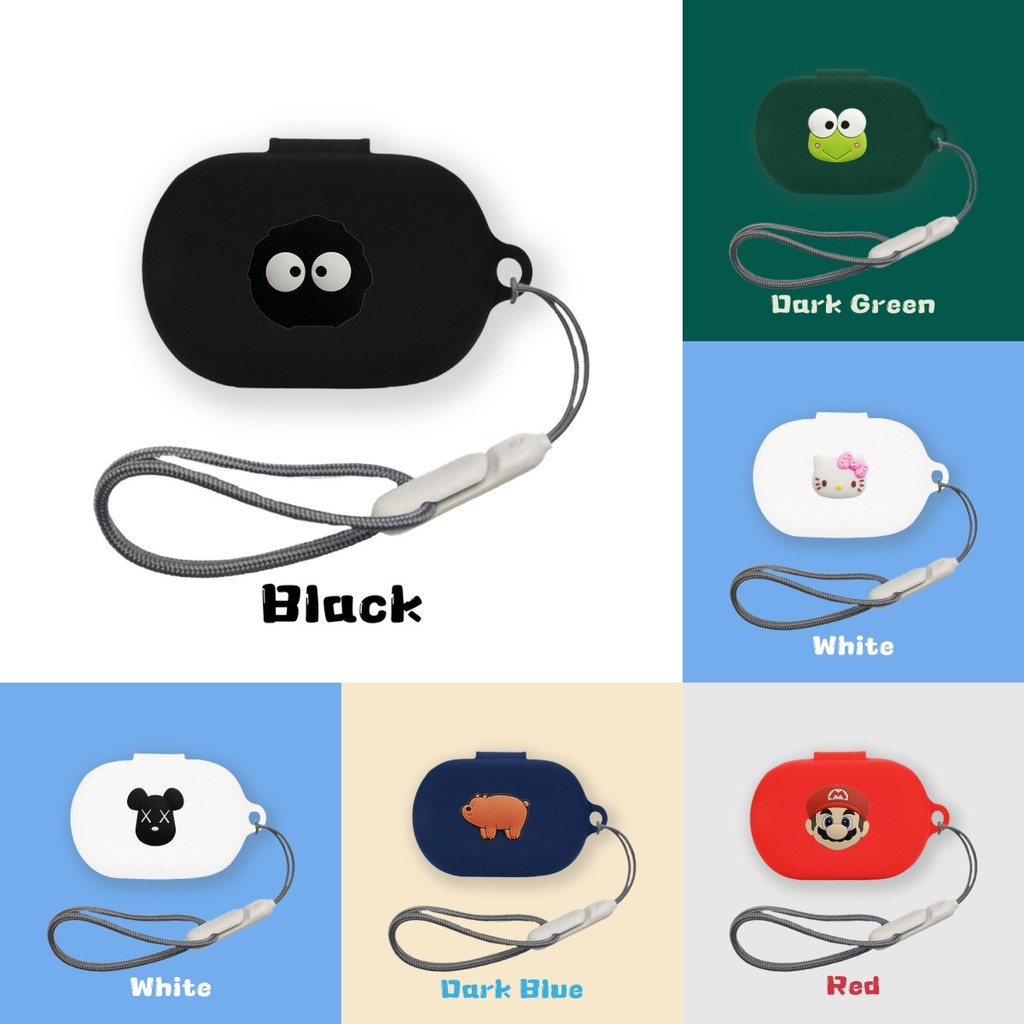 for QCY Crossky R50 Case Cartoon Doraemon Mario Cute Sanrio Silicone Soft Case with Lanyard Pendant 