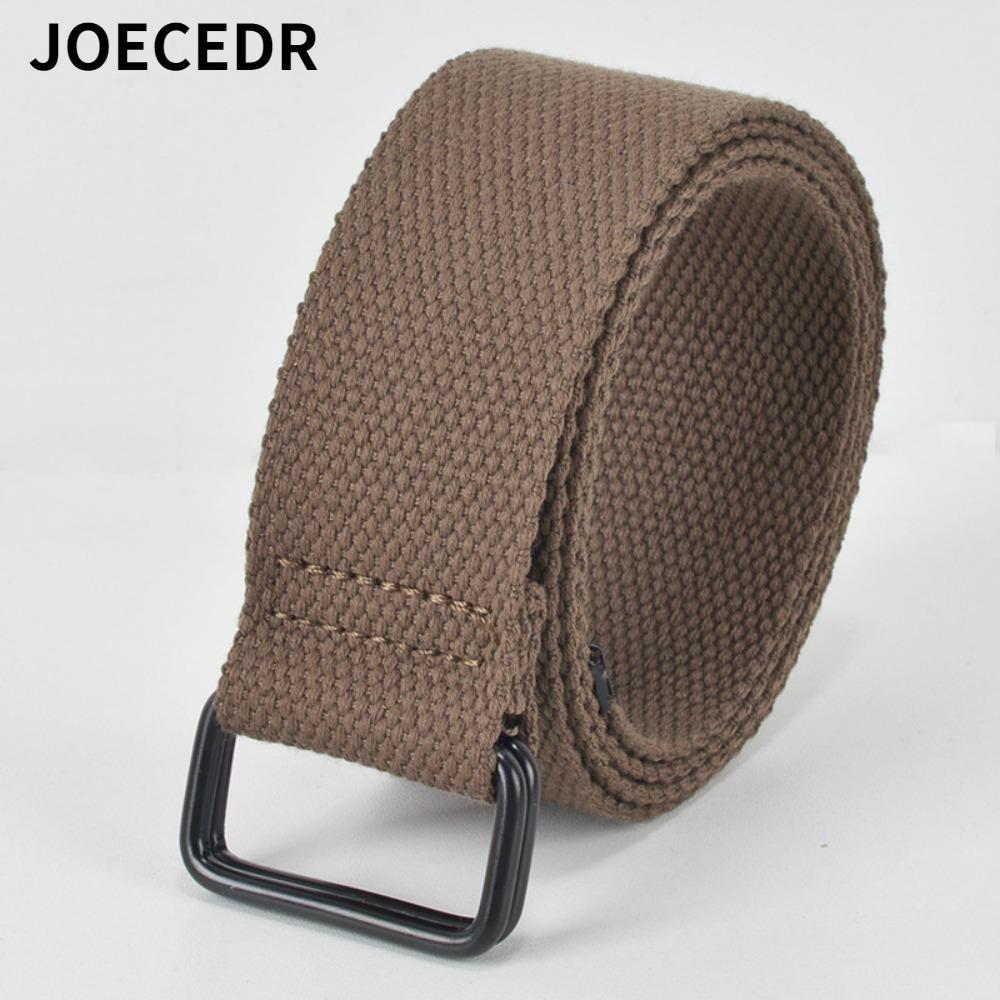 Dây đai quần JOCEDR, Free Punch Double Ring Buckle Canvas Belt, Vải vải Cotton thông thường Vải vải 