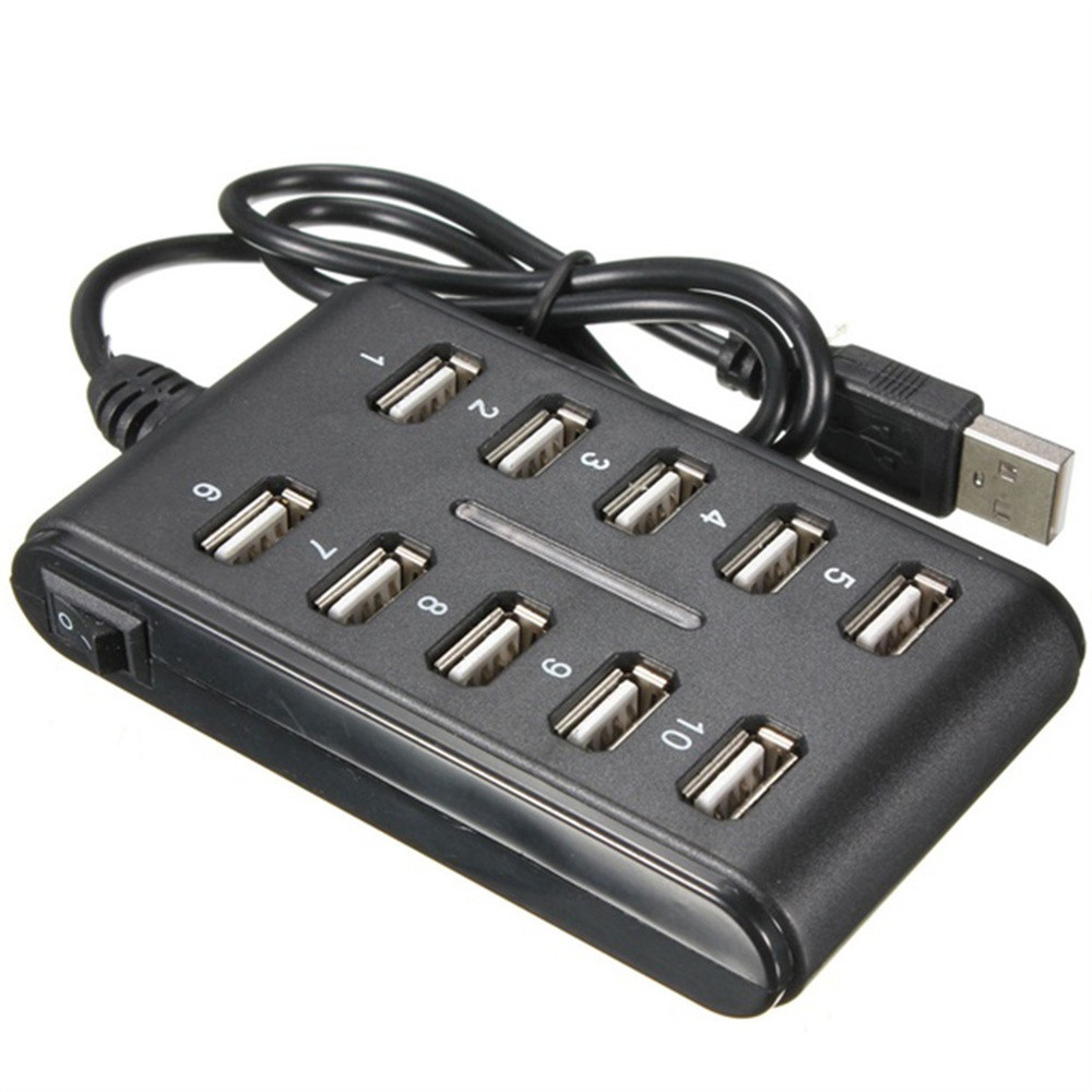 10 Cổng USB Hub Tốc Độ Cao Bộ Chia USB Cáp Nối Dài Hai Hàng Hub Adapter Cho Laptop PC