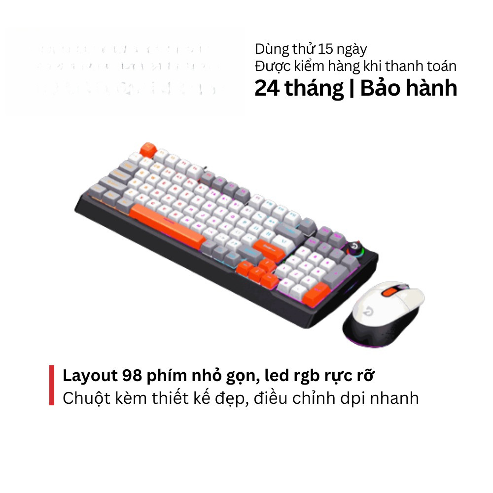 Combo bàn phím cơ +chuột gaming Deiog AK918  98 phím Trục Linear Switch Led RGB chống nước IPX7 2026