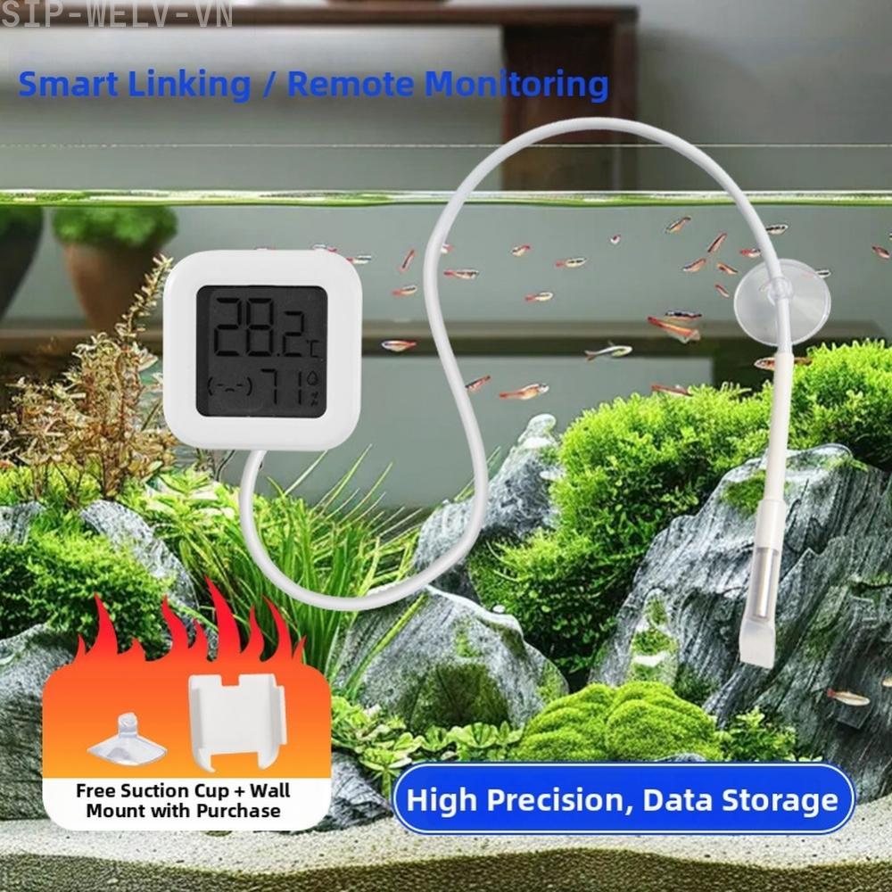 {WELV}Fish Tank Digital Thermometer with External Water Probe and PVC Enclosure Design