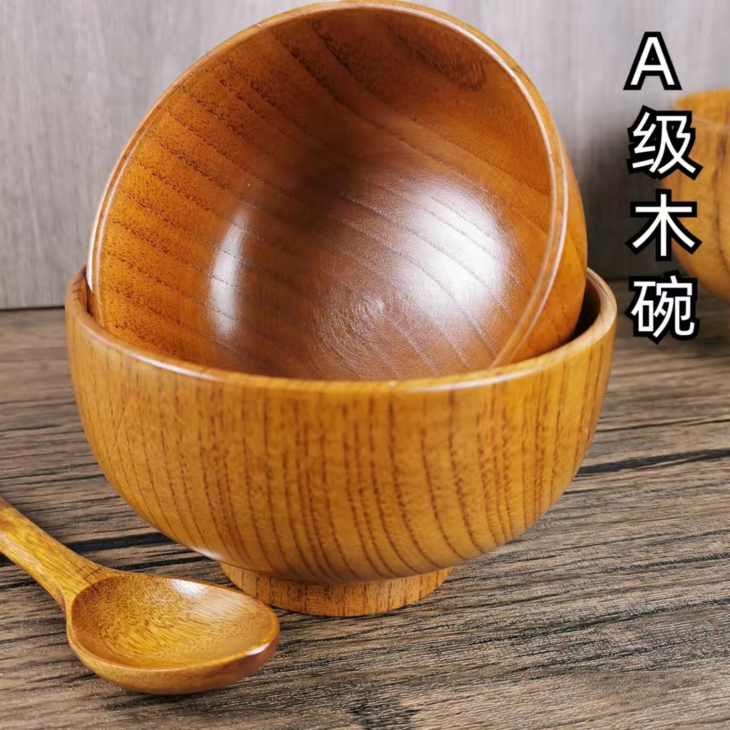 xinpin Jujube wood bowl, natural wood salad bowl, Japanese-style tableware A High-quality wooden sol