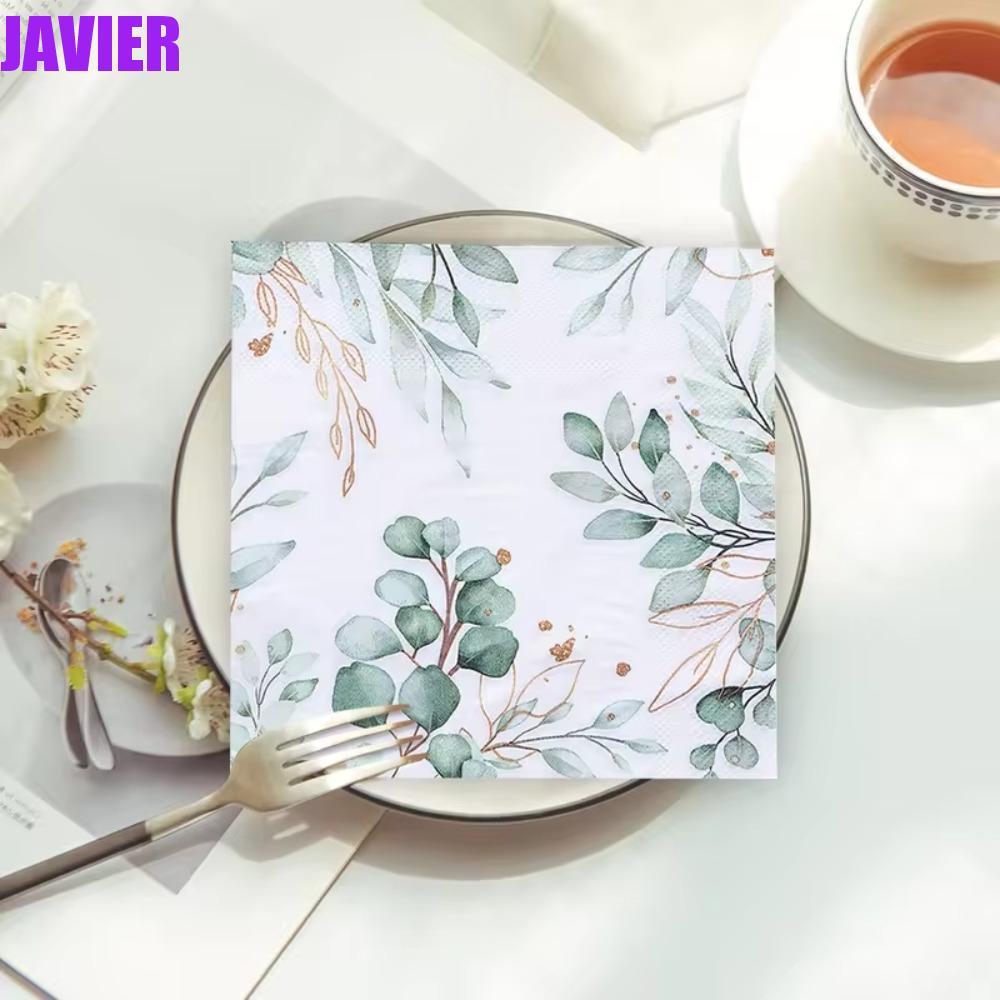 WOPODI 40 Khăn Giấy Bạch Đàn, Khăn Giấy Dùng Một Lần 33 * 33cm, Hút Gia Đình Cây Xanh In Khăn Giấy V