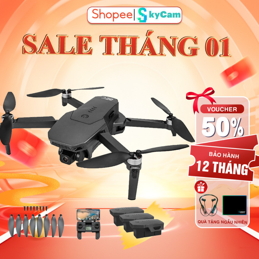 Flycam mini L300 PRO, máy bay điều khiển từ xa có GPS, có gimbal chống rung, thời lượng pin cao