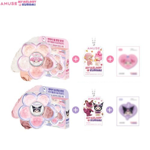 Bảng mắt AMUSE Flora + Móc khóa Acrylic + Bộ nhãn dán 3 món [AMUSE X MY MELODY & KUROMI] [Số lượng c