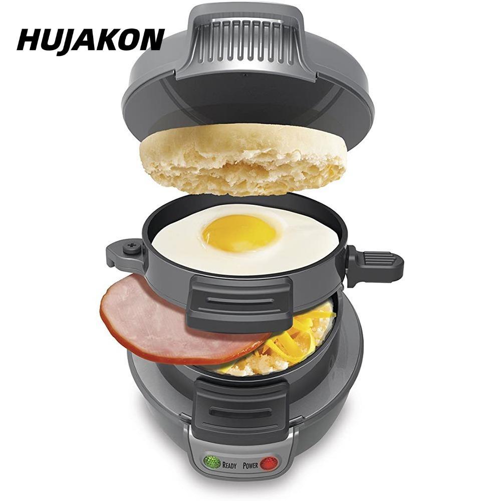 Máy làm đồ ăn sáng Mini HUJAKON, Máy làm bánh mì kẹp đa chức năng 220V 110V, Máy làm bánh mì kẹp chống dính di động Phích cắm EU
