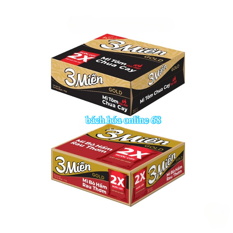 [Chính Hãng] Mì Ba Miền Gold thùng 30gói x 75g