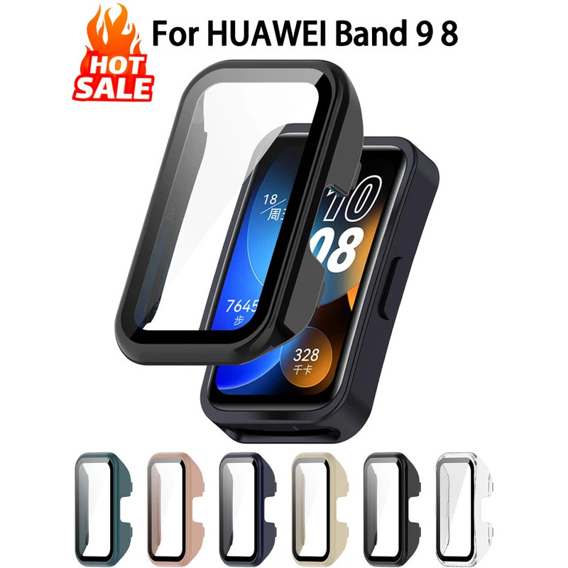 Ốp Bảo Vệ Màn Hình Cho Huawei Band 10 9 8 Ốp Lưng PC Siêu Mỏng & Kính Cường Lực Mặt Huawei Smart Ban