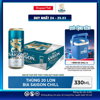 Nồng độ cồn 4.6% - Thùng 20 lon Bia Sài Gòn Chill 330ml