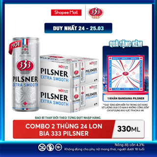 Nồng Độ Cồn 4.3% - Combo 2 Thùng 24 Lon Bia 333 Pilsner 330ml