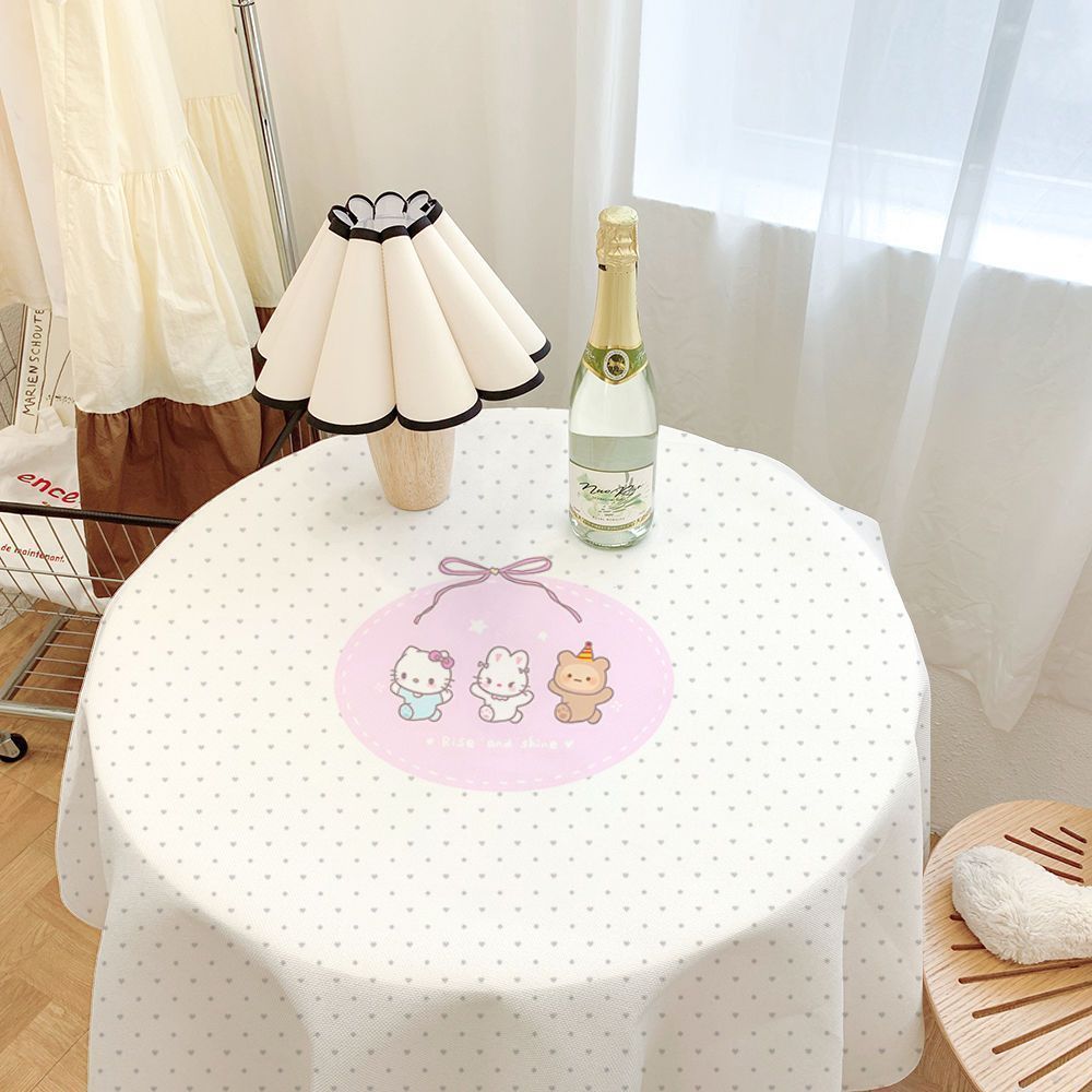 Khăn Trải Bàn Nhung Kawaii Chấm Bi Dễ Thương Nữ Tính Chống Bụi Chống Trầy Xước 60x40 90x60 Ký Túc Xá