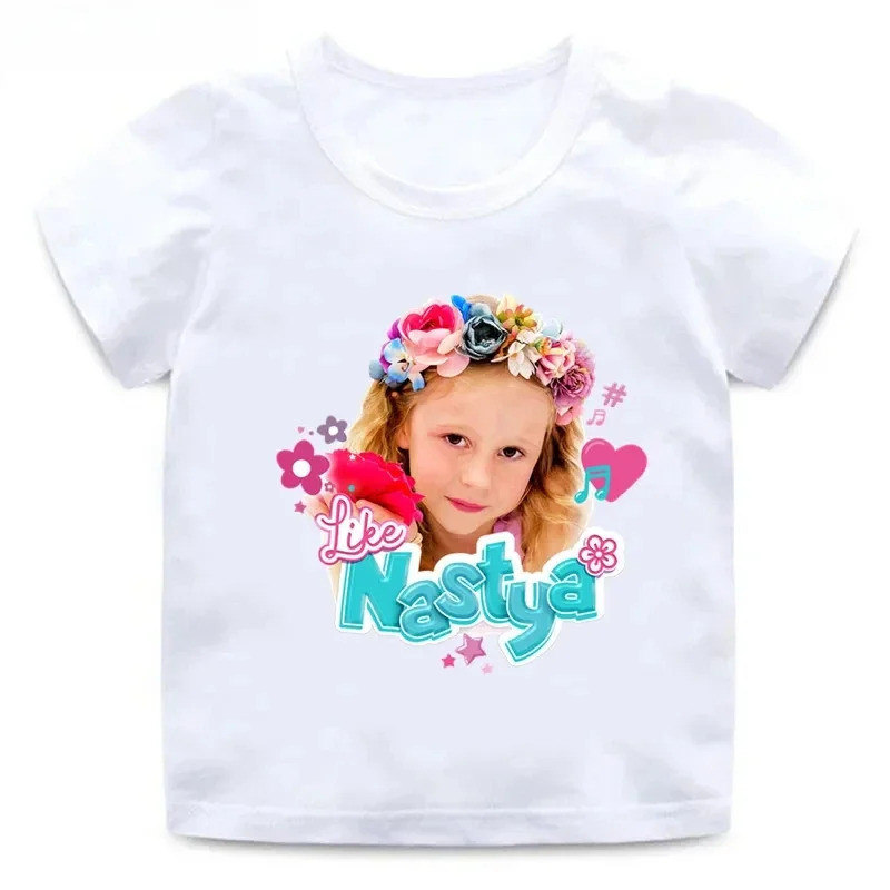 Áo thun bé gái hoạt hình dễ thương Kawaii Phong cách mèo Họa tiết Nastya Love Ngộ nghĩnh Quần áo trẻ
