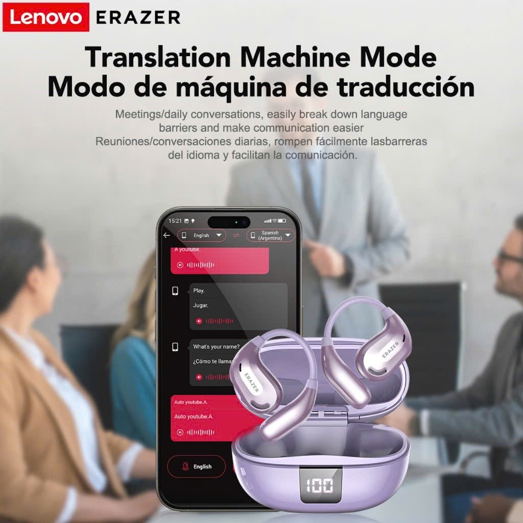 Tai Nghe True Wireless Kẹp Tai Phiên dịch 134 ngôn ngữ Lenovo Erazer XT66 Pro | BT 5.4 | Đèn báo | BigBuy360 - bigbuy360.vn