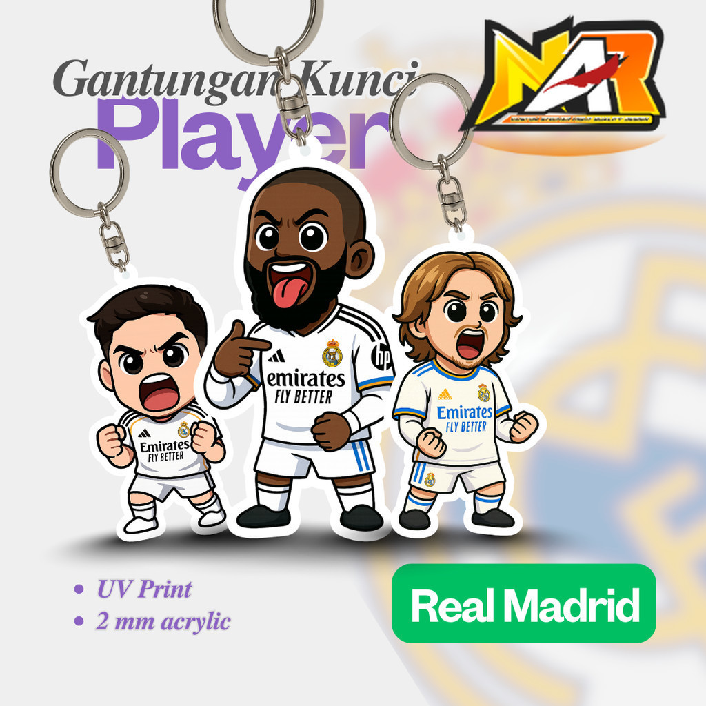 Heuning Football Keychain Cartoon Football Player Chibi Real Madrid Acrylic UV Print High Quality Fo