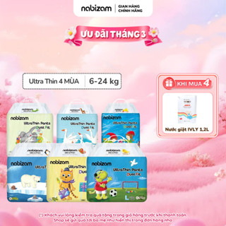 Combo 4 Bịch Tã/Bỉm Quần NABIZAM ULTRA THIN 4 Mùa Mỏng Mềm Hơn, Thấm Hút Nhanh Hơn Size Cho Bé 6-24kg