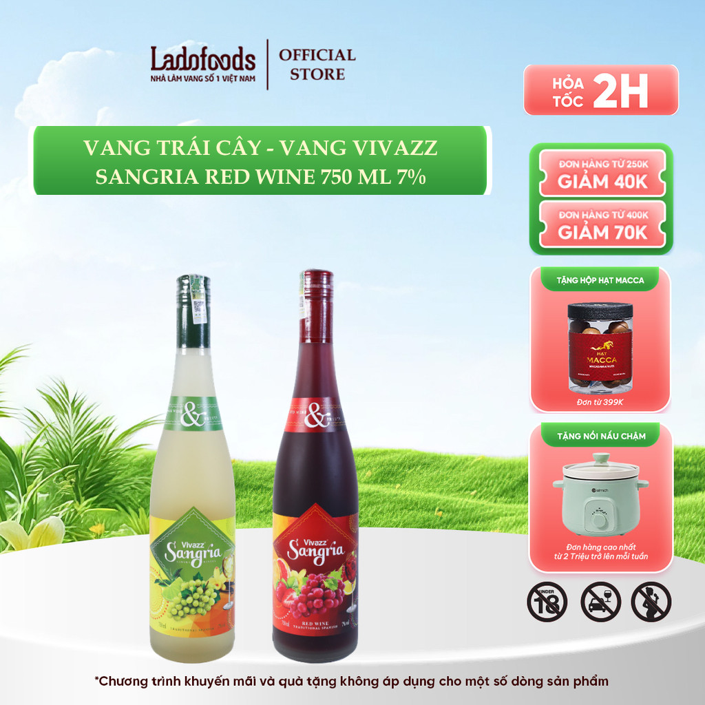 [25/03 - TẶNG MACCA ĐƠN 399K] Rượu Vang Trái Cây - Vang Vivazz Sangria Red Wine 750 ml 7%
