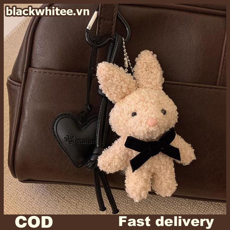 Móc khóa thỏ sang trọng BWHTE Kawaii Y2K Móc khóa nhồi bông thỏ dễ thương Mặt dây chuyền Bapa.