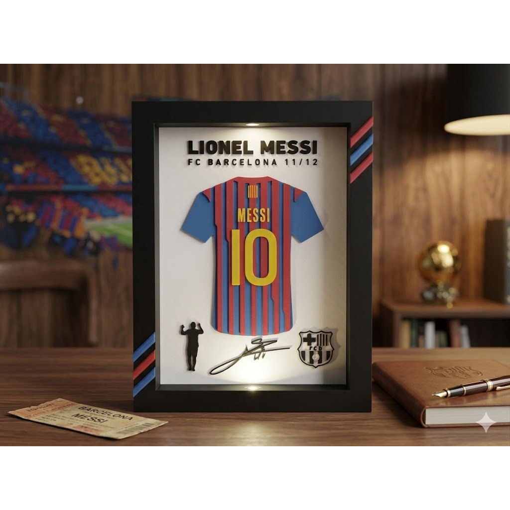Khung ảnh 3D áo đấu Lionel Messi – FC Barcelona 2011/2012