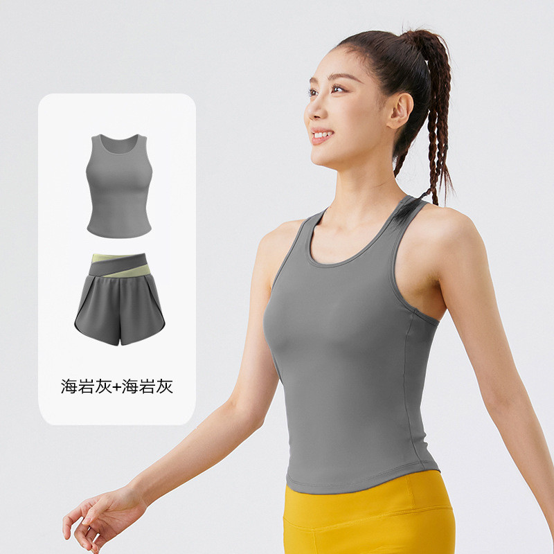 Oil Brother Exclusive Peach Yoga Vest Contrast Color Fast-Drying Trousers Suit Oil Brother Exclusive