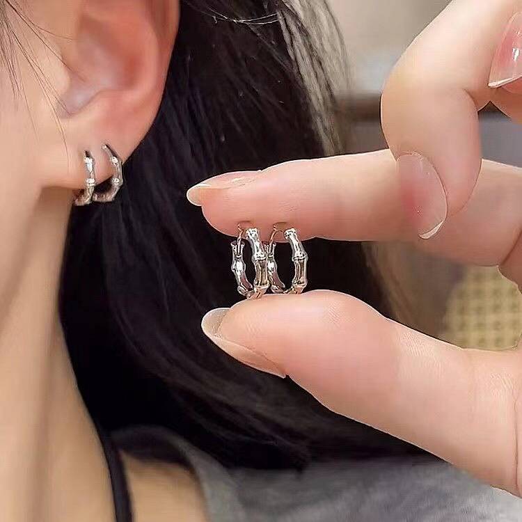 Bamboo Joint Temperamental Minority Design Ear Clip Advanced Hoop Earrings Stud Earrings Ins Minorit