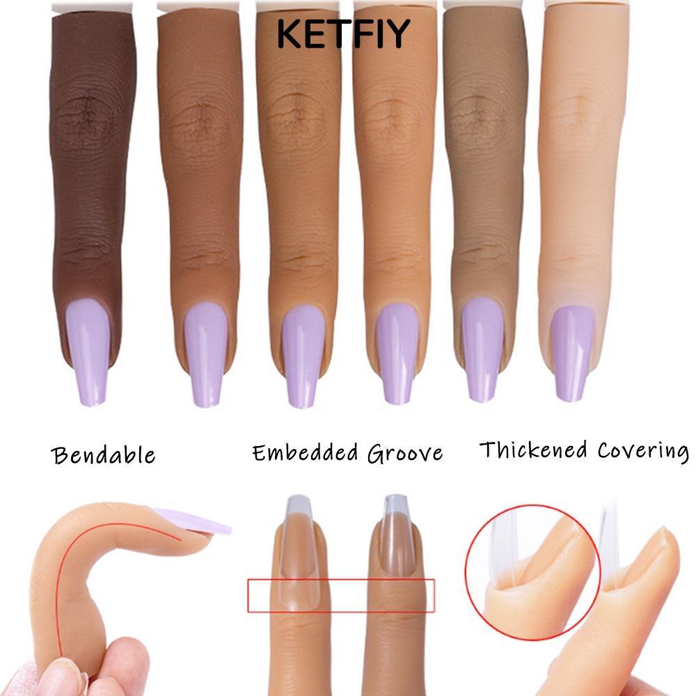 KETFIY 1 Cái Móng Tay Giả DIY Silica 6 Màu Thực Hành Ngón Tay Giả
