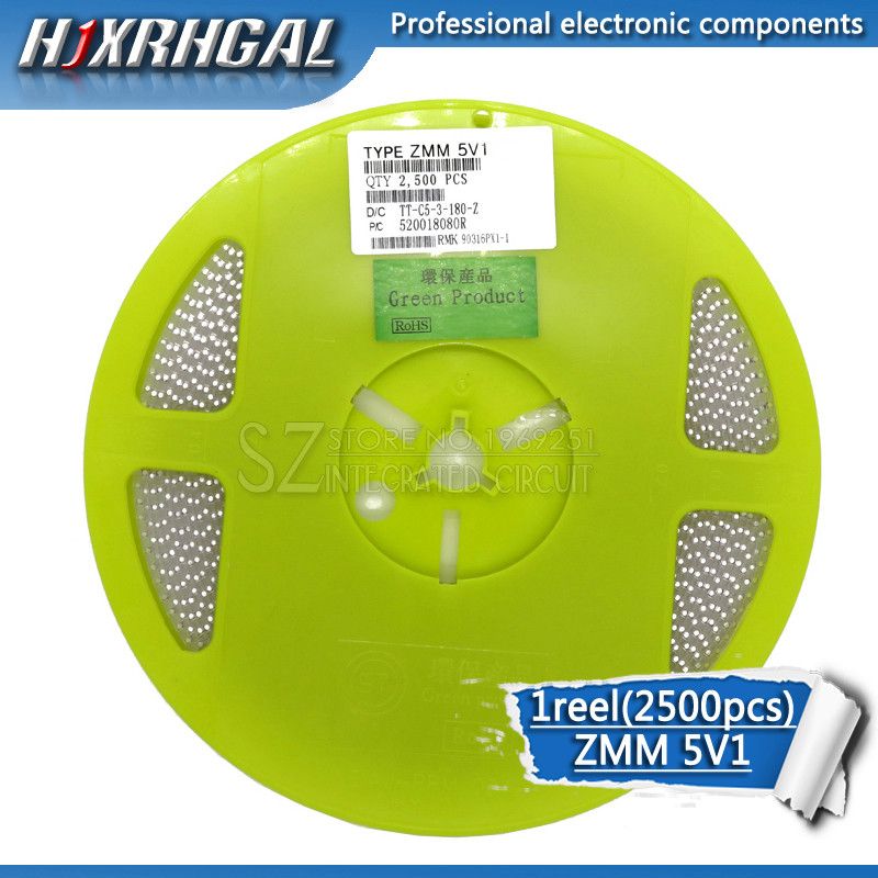 1reel 2500 CÁI ZMM 5V1 LL34 SMD Zener diode gói 1 / 2W 0.5w Chip Zener diode mới và nguyên bản HJXRH