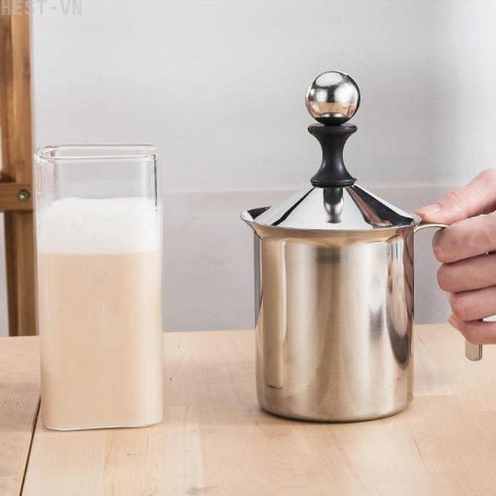 Compact Stainless Steel Milk Frother for Home Kitchen and Travel Use 400cc 800cc