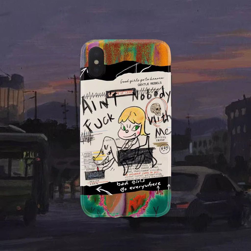 Thích hợp cho Apple Huawei Xiaomi 15plus Spoof mate Yoshitomo Nara Vỏ Điện Thoại Graffiti Dạo Phố Đầ