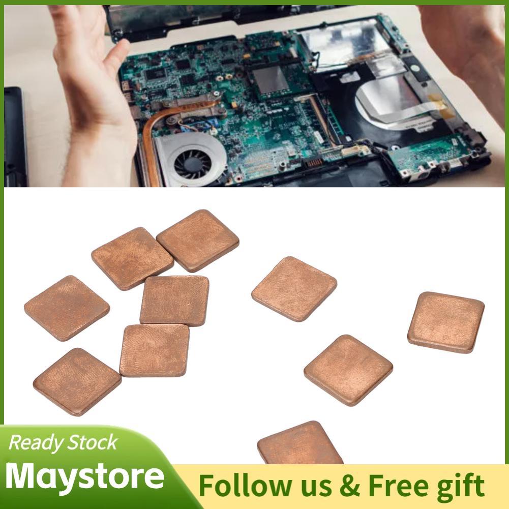 Maystoree 100 Miếng Đồng Miếng Shim Bộ Nhiệt Nguyên Chất Tản Nhiệt Thấp Tấm Tản Nhiệt Làm Mát Để Làm