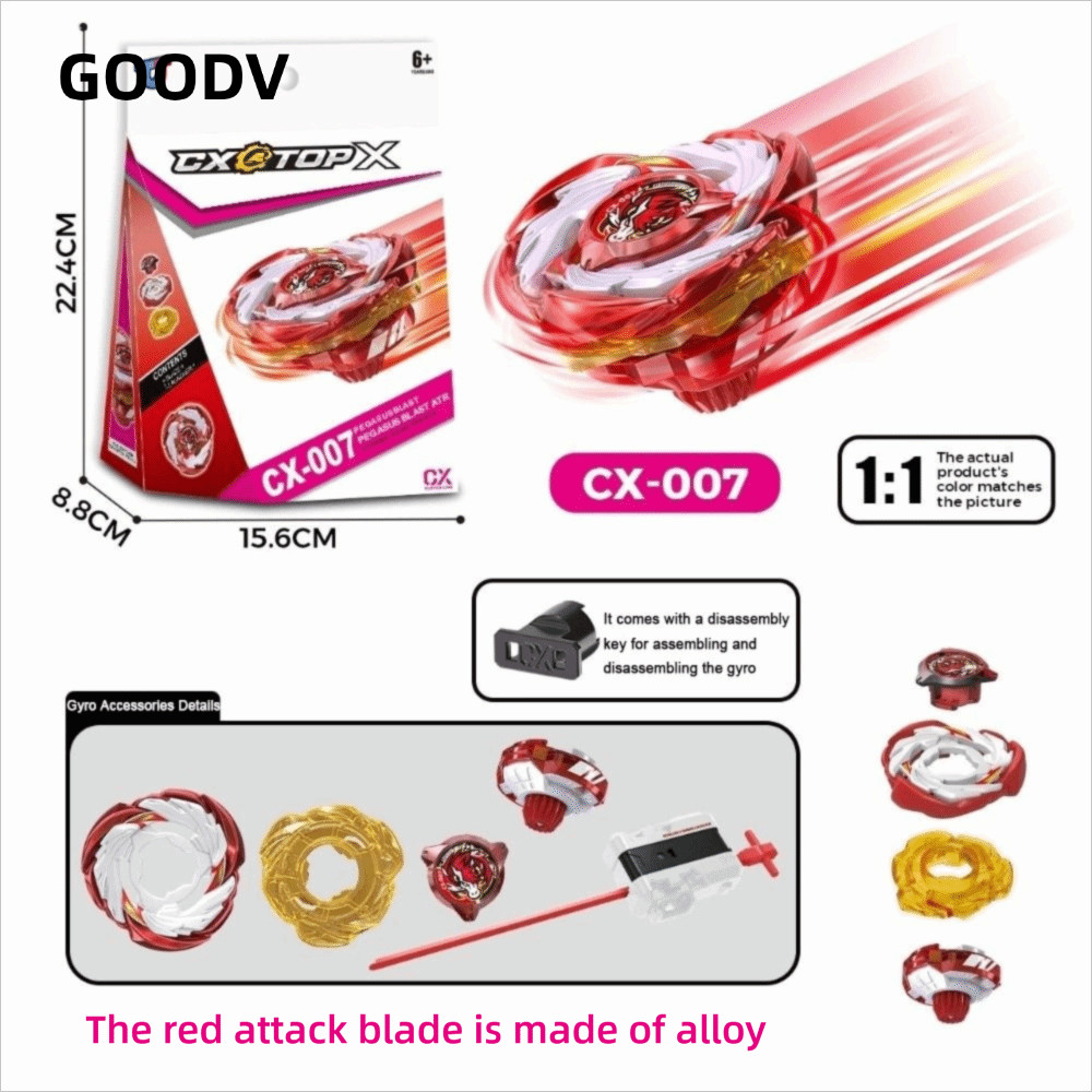 GOODV Beys, Hợp kim CX-007 Beyblade X Battle Gyro, Đồ chơi quay phim Red Pegasus Blast Atr Spinning 