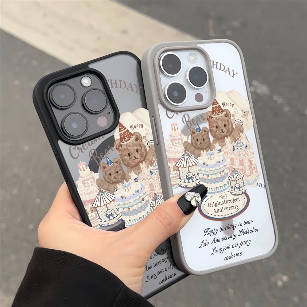 Gấu Sinh Nhật Cho iphone 17 Pro Max Ốp Lưng Điện Thoại 16 Pro Premium 15 Plus Bảo Vệ Toàn Diện IP14 