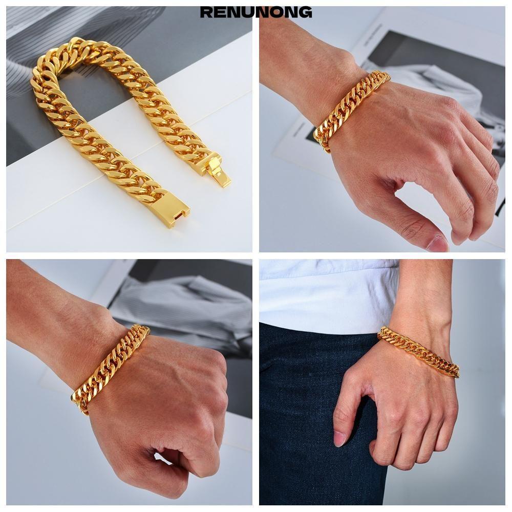 Vòng tay Cuba RENUNONG Vòng tay thời trang Thép không gỉ sang trọng